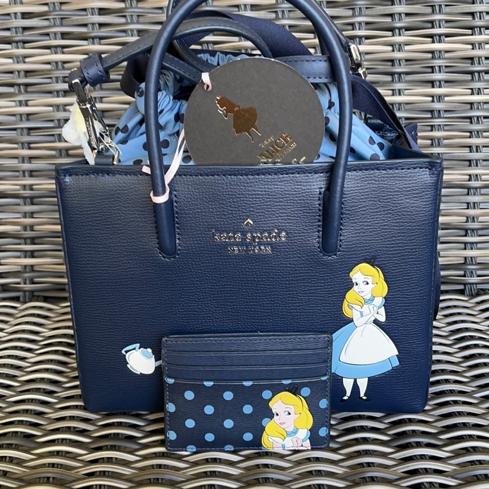 disney x kate spade NY alice in wonderland shopper crossbody bag & card holder - Picture 9 of 16